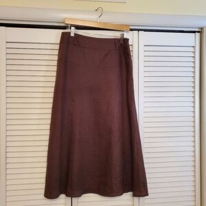 Richard Malcolm 100% Linen Chocolate Brown A-Line Flared Skirt, Size 8
